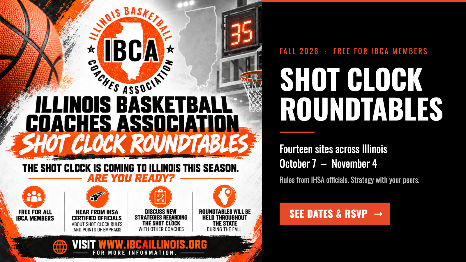 IBCA Shot Clock Roundtables 2026 — fourteen free sites across Illinois, October 7 to November 4. See dates and RSVP.